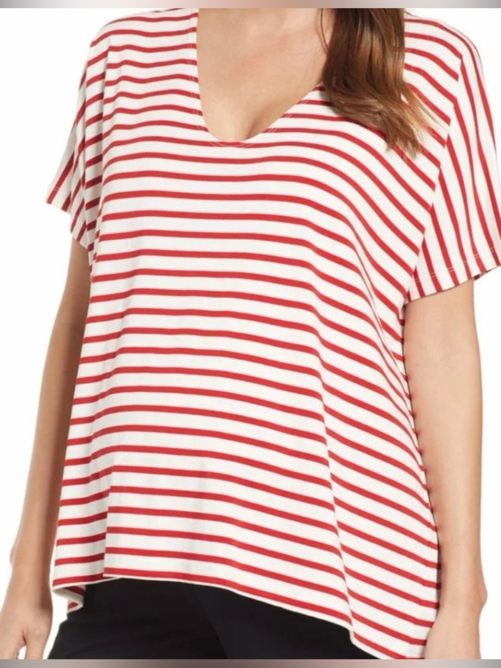Hatch‎ Maternity Perfect V Tee Red Stripe O/S